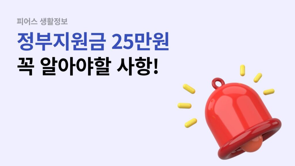 정부지원금 25만원 신청 시 주의사항을 정리한 이미지