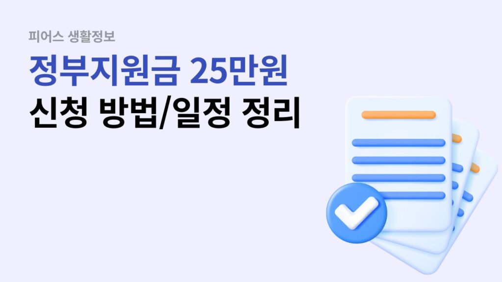 정부지원금 25만원 신청 방법과 일정을 나타내는 이미지